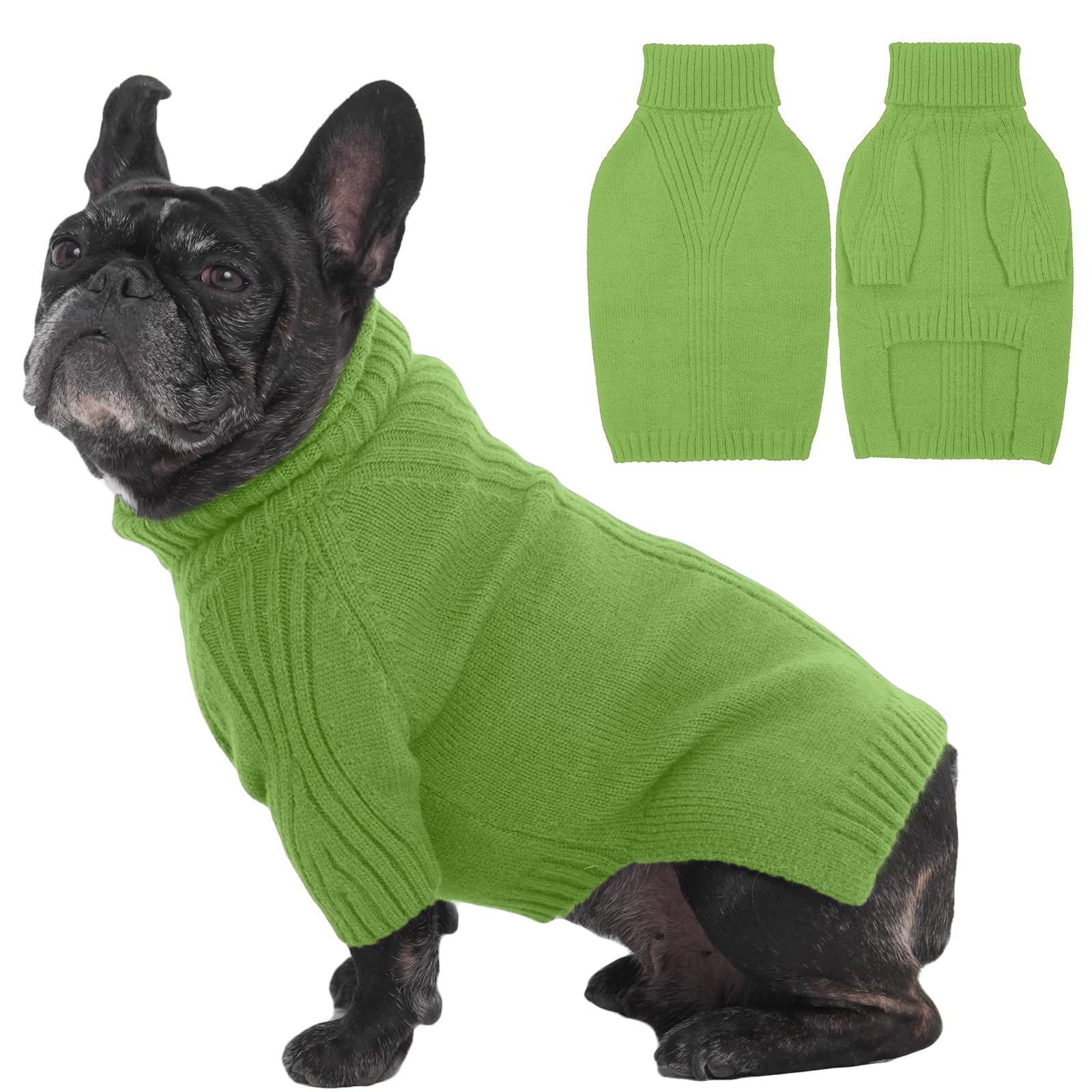 Sudadera IECOii para perro mediano frente en verde hierba, cálida y elegante