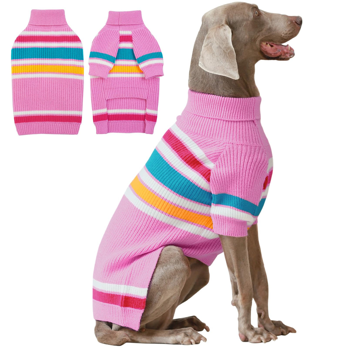 IECOii sudadera para perro XXL rosa con rayas, ideal para paseos invernales
