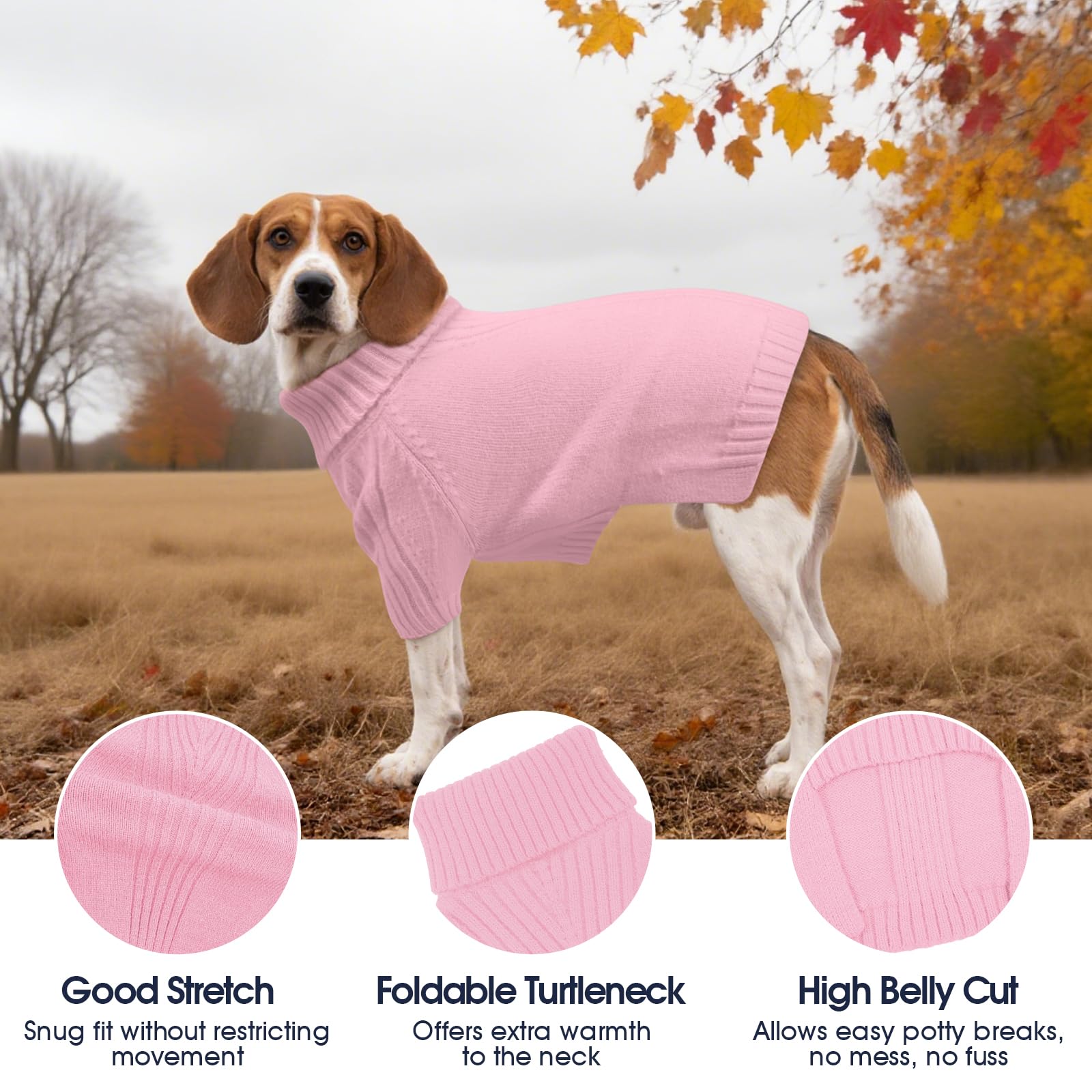 IECOii suéter para dachshund rosa manga larga, abrigado para días de frío