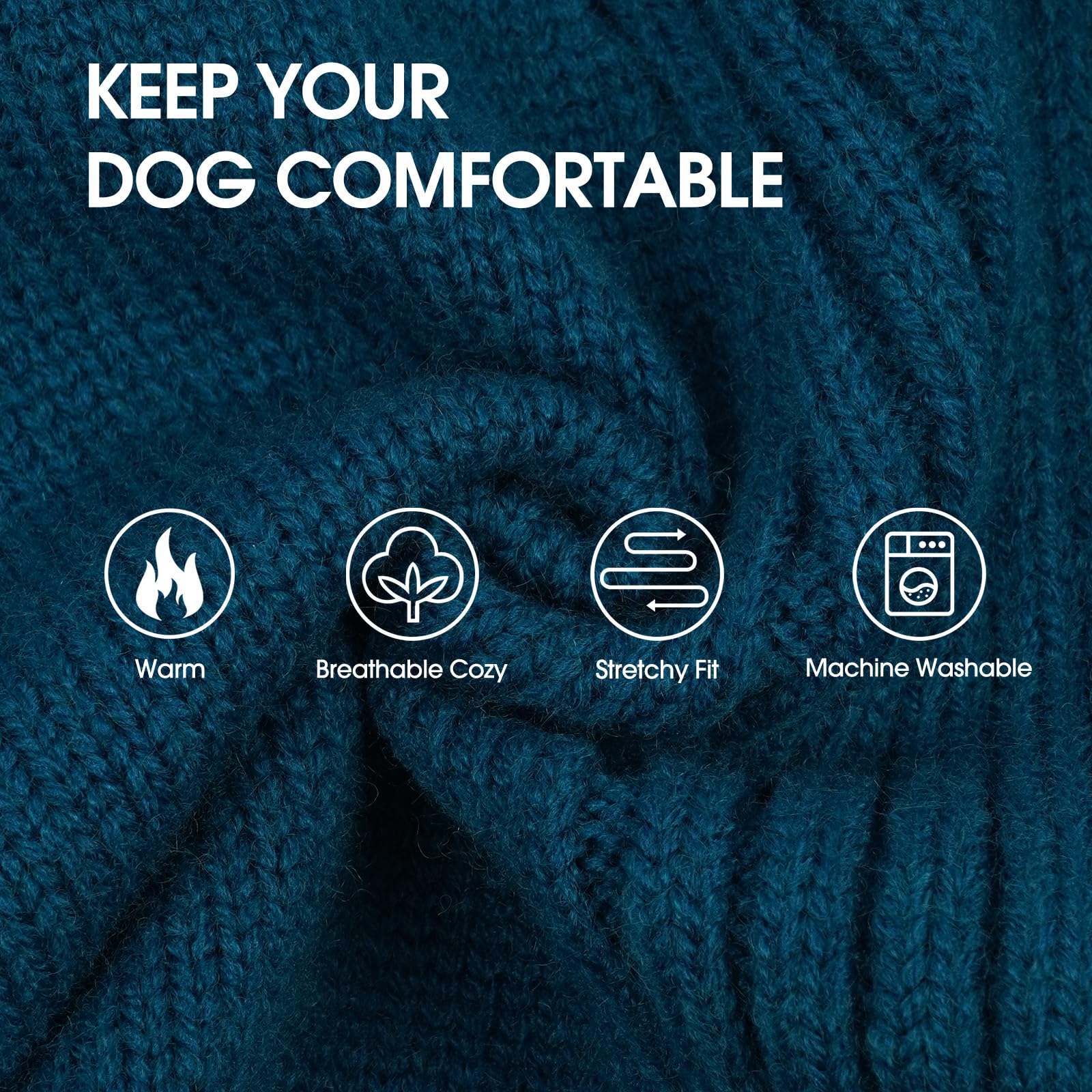 IECOii suéter para perro mediano azul pavo real, dorso visible, mantiene calor al exterior.