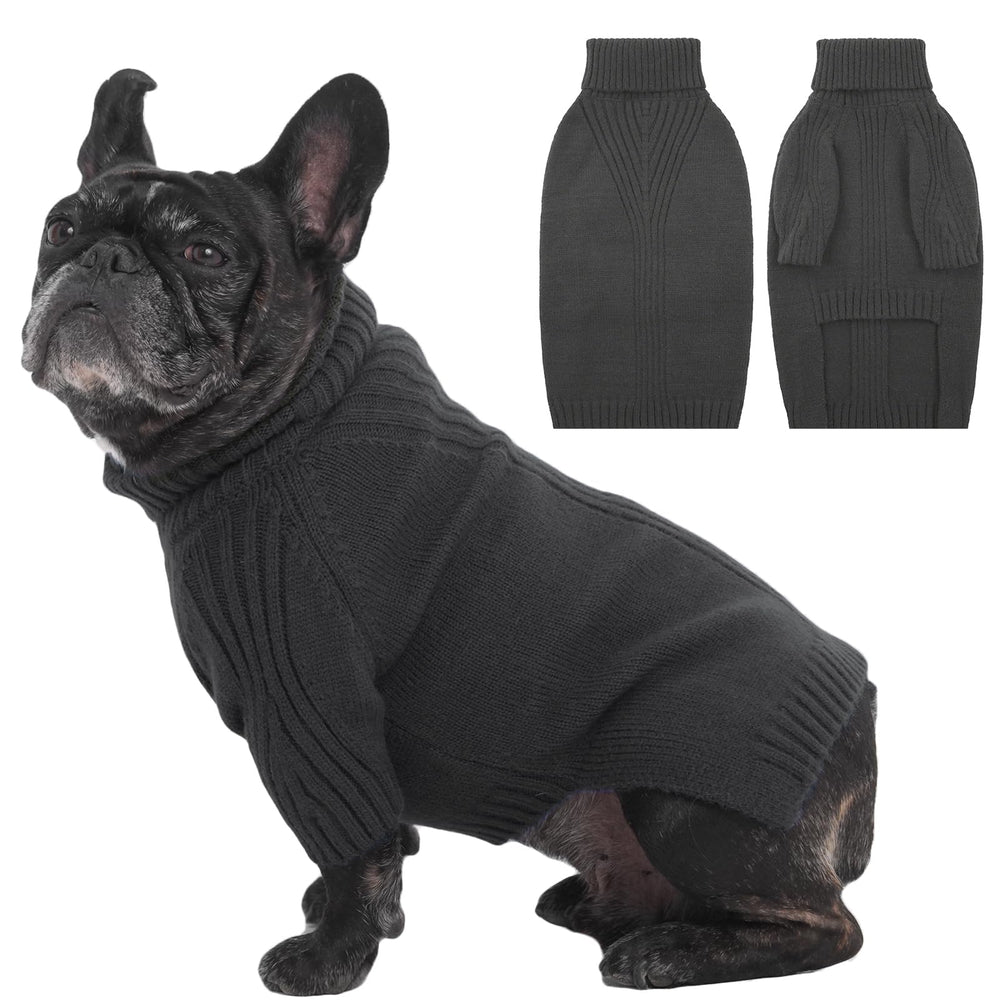 IECOii suéter para perro mediano gris, cuello alto y manga, para abrigar días fríos.
