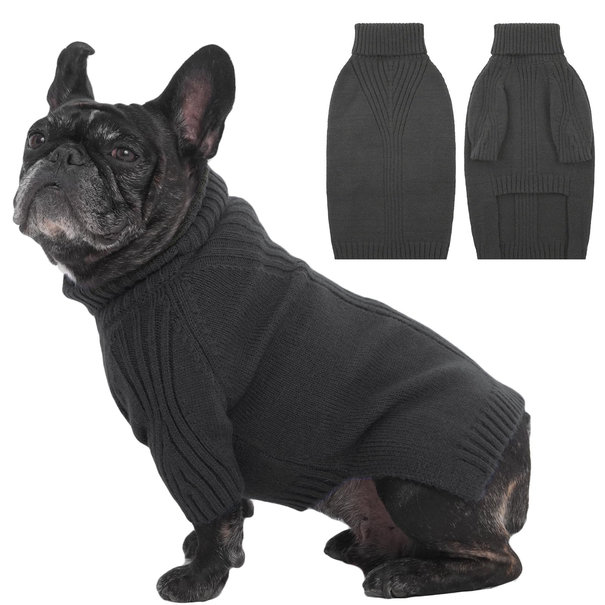 IECOii suéter para perro mediano gris, cuello alto y manga, para abrigar días fríos.