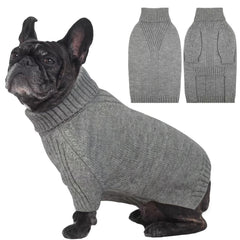 IECOii sueter para perro medio, cuello alto, gris claro, ideal para paseos invernales.