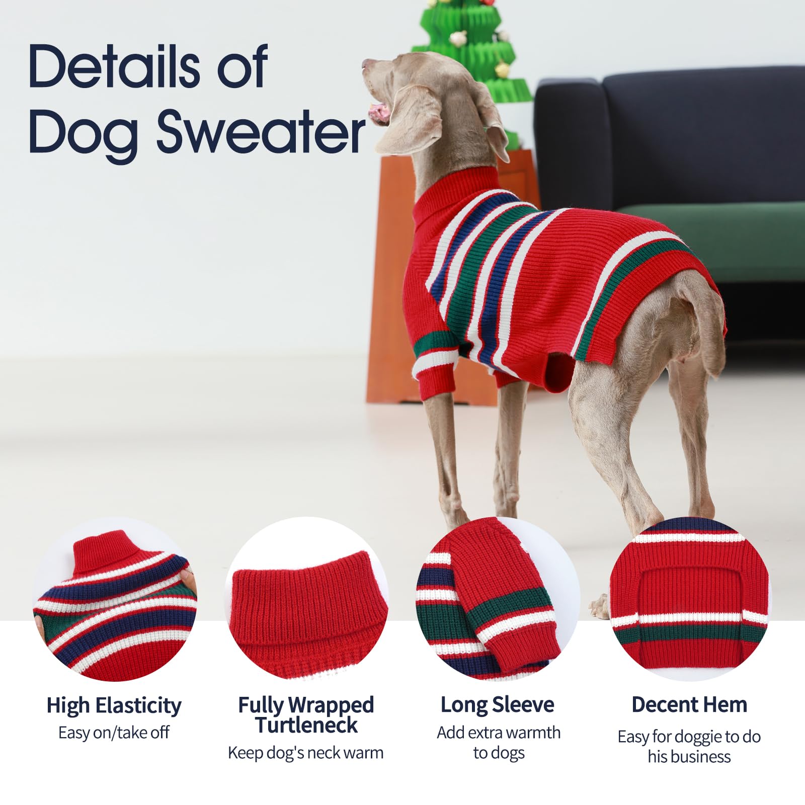 IECOii sueter perro xl rojo cuello alto: protección adicional para el cuello