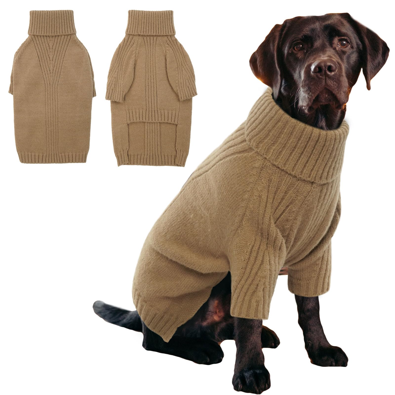 IECOii XL suéter para perro camel: abrigo cálido para paseos fríos