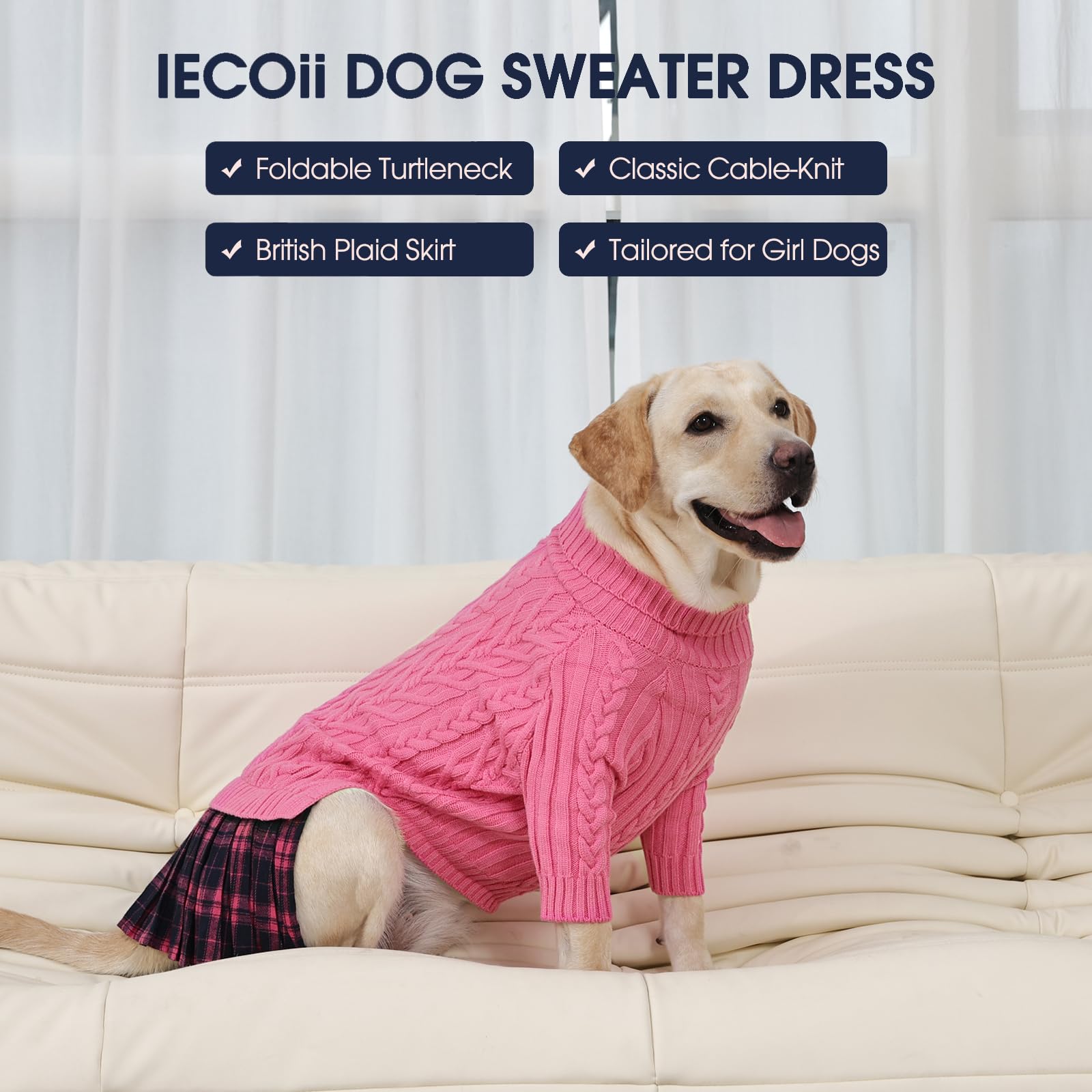 IECOii XL vista trasera del vestido para perros grandes