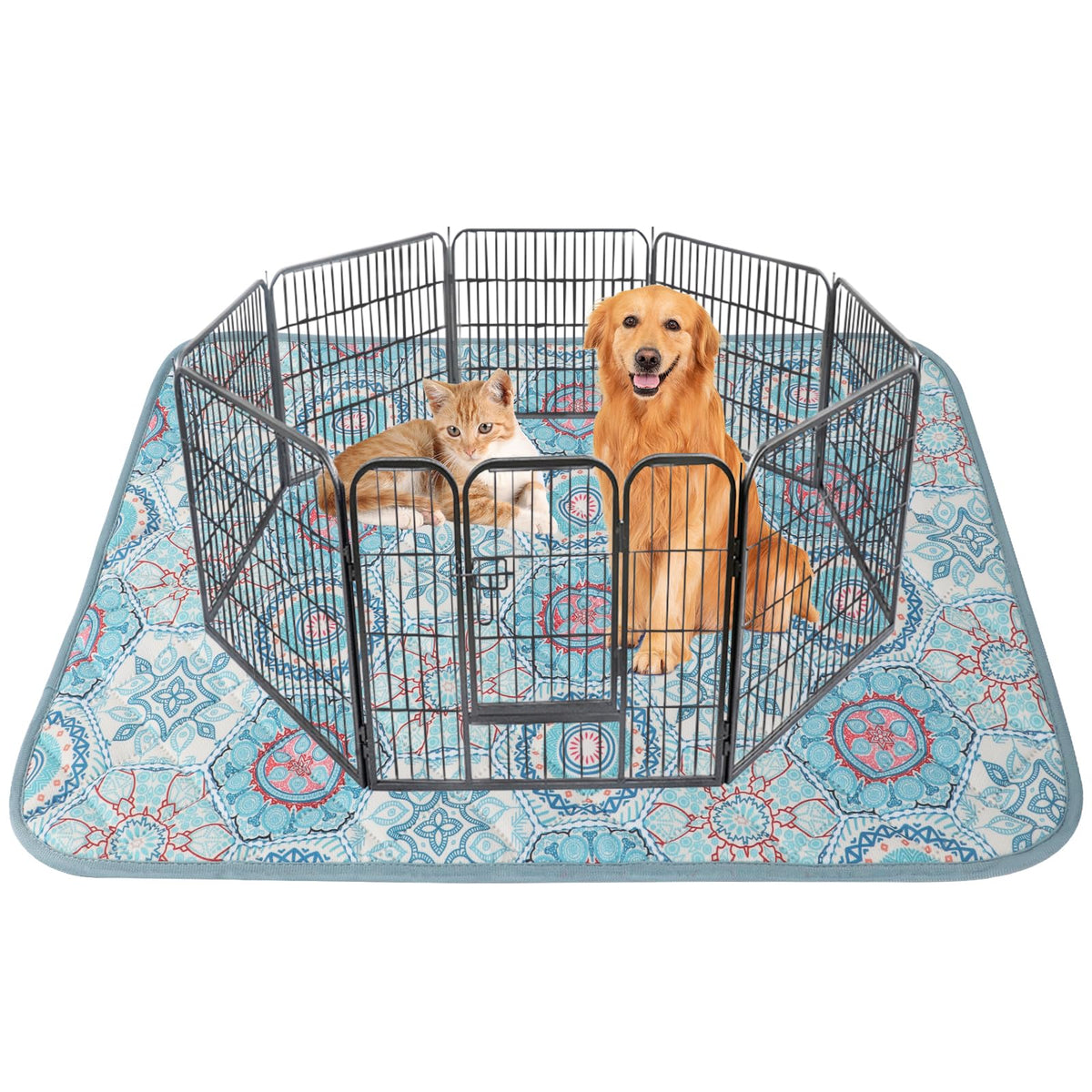 IEUUMLER almohadilla lavable 63x63 con medallón verde, superficie suave para cachorros
