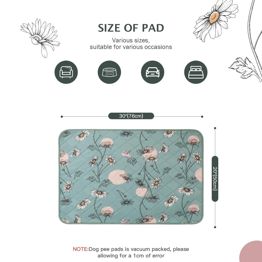 Paquete de dos almohadillas para perros 30x20 Daisy verde.