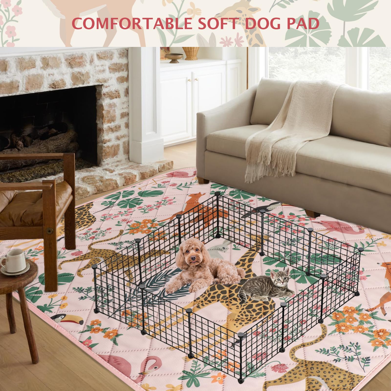 IEUUMLER tapete entrenable antideslizante con diseño bosque, protege pisos y muebles.