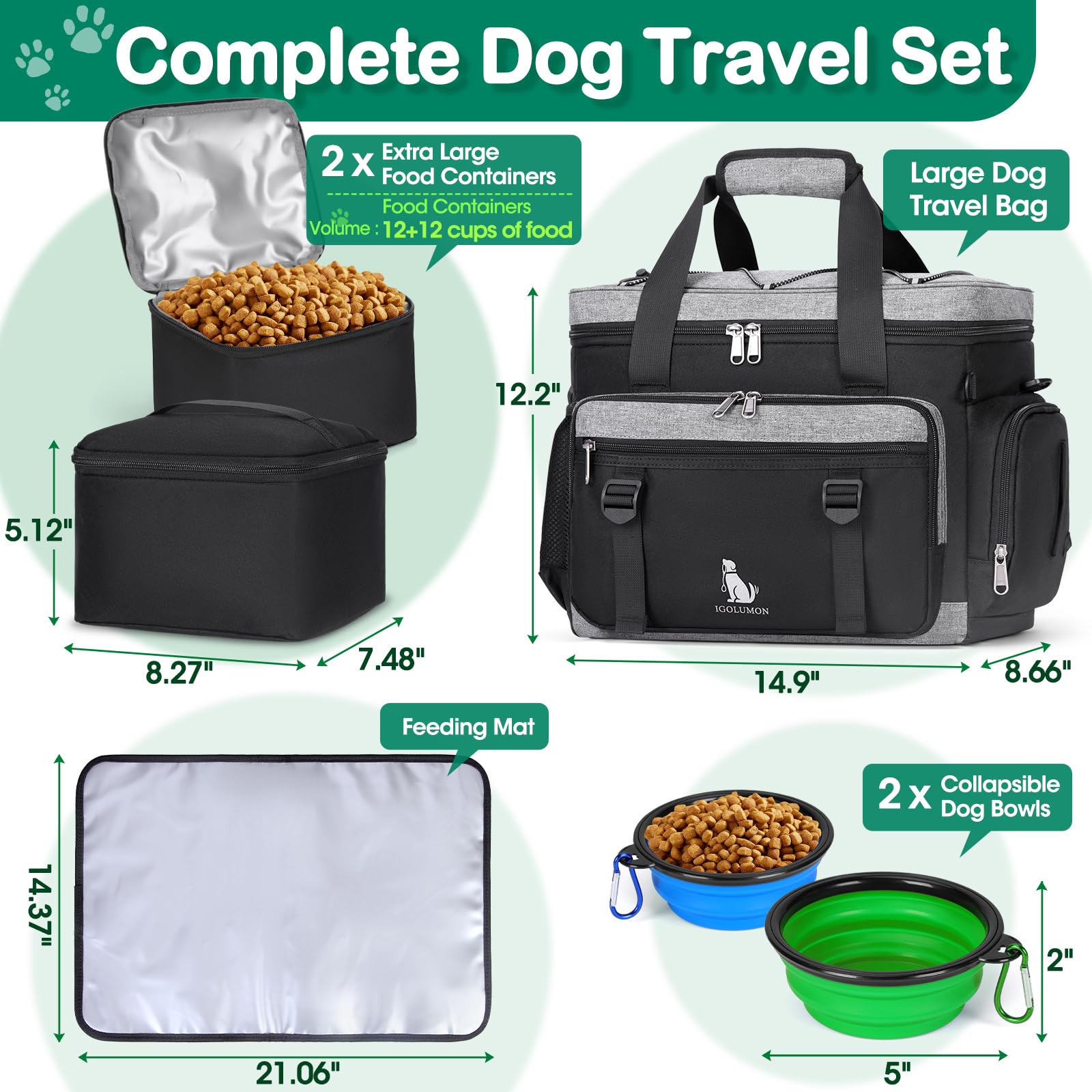 IGOLUMON tazones colapsables para perros con mosquetón, prácticos para transportar.