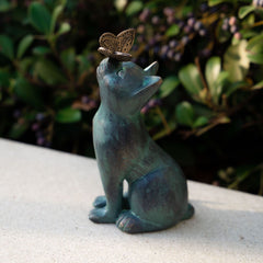 iHeartDogs estatua-gato jardín, resistente a todas las estaciones para exteriores.