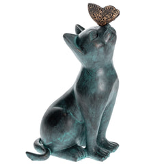 iHeartDogs figura-gato-memorial con mariposa, ideal recuerdo para jardín.