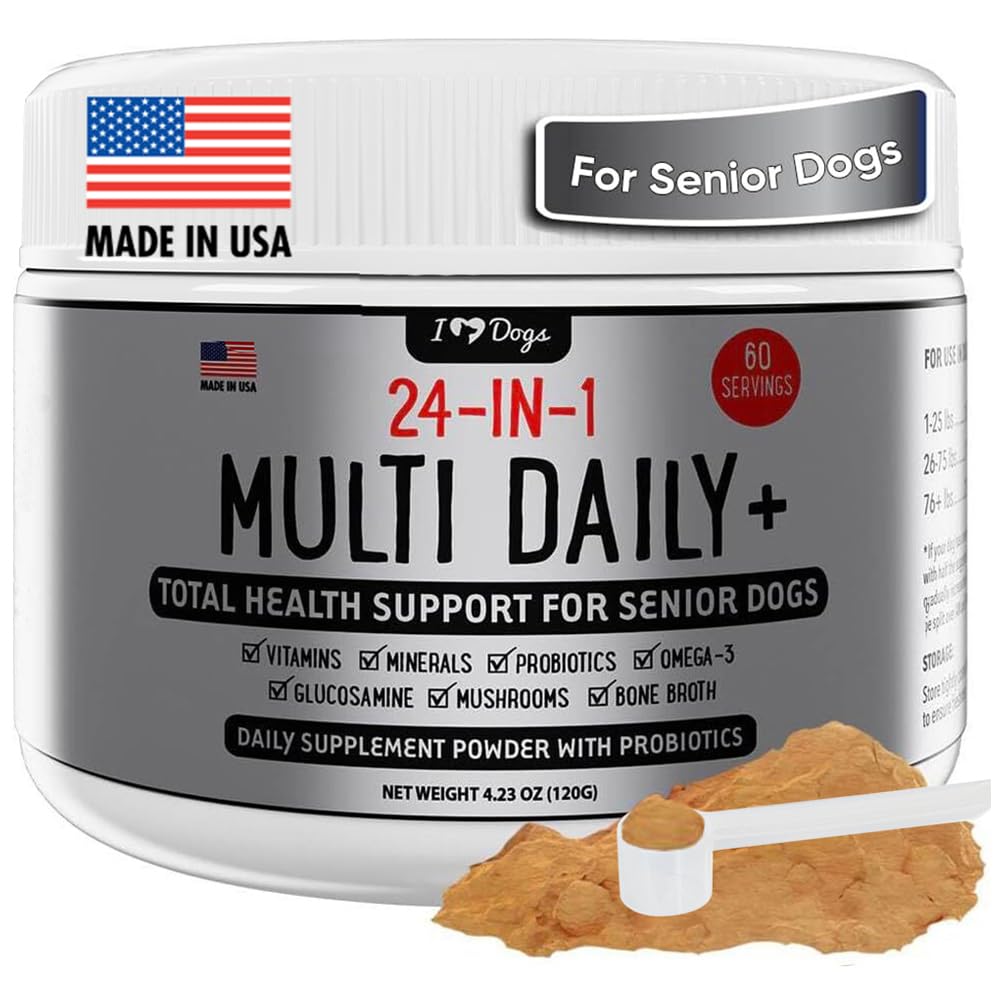 iHeartDogs Senior Multivitamina Polvo, apoyo diario para mayor vitalidad