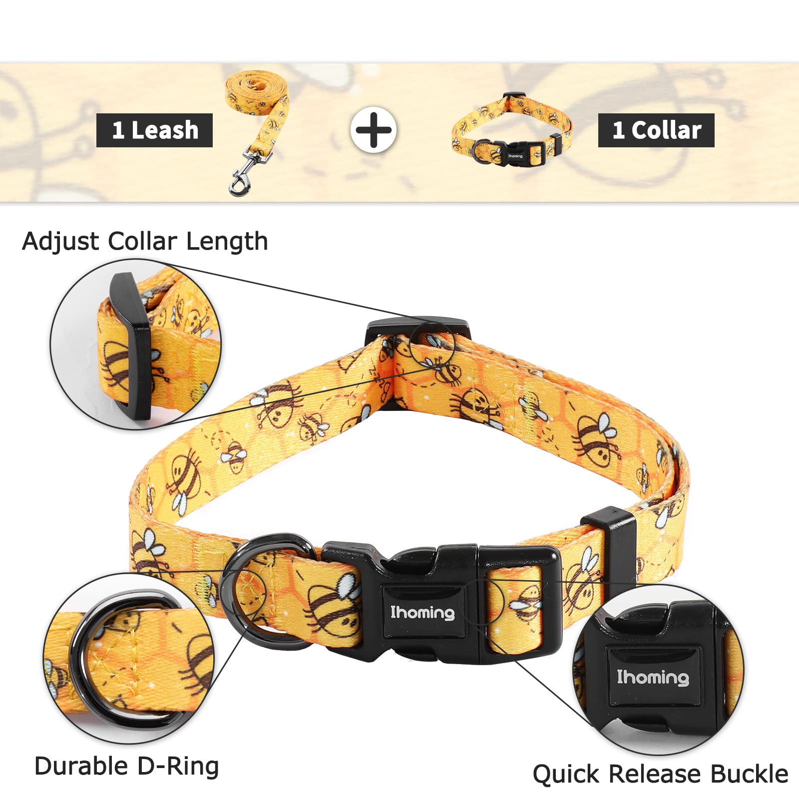Ihoming collar para cachorro con hebilla rápida, fácil de colocar y quitar.