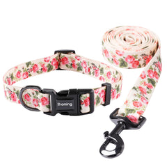 Ihoming collar para perro con estampado de rosas, fácil de ver durante paseos