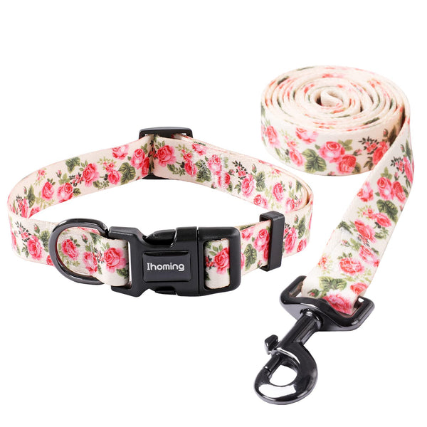 Collar Ihoming con diseño floral rosado para cachorros, cómodo y visible