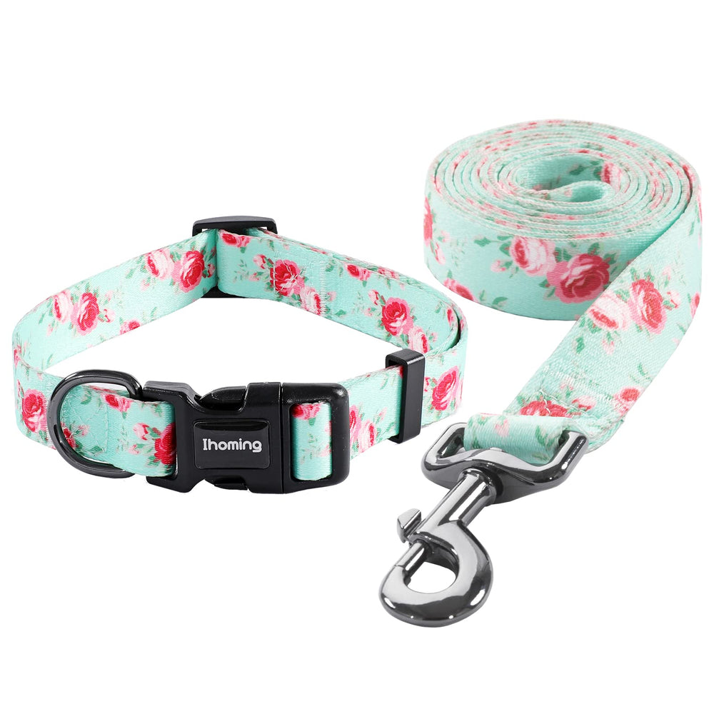Ihoming collar y correa con diseño floral primaveral para localizar fácilmente a tu mascota.