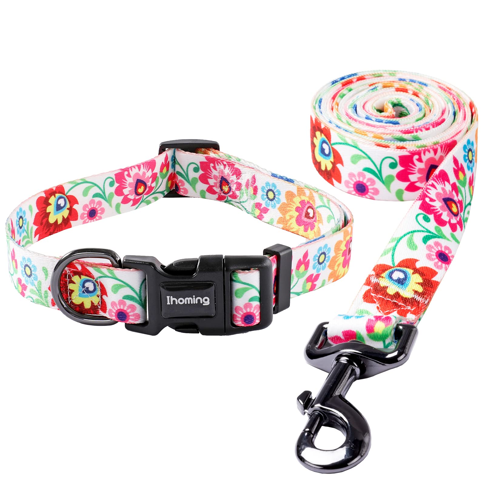 Ihoming collar y correa con diseño floral único para paseos visibles