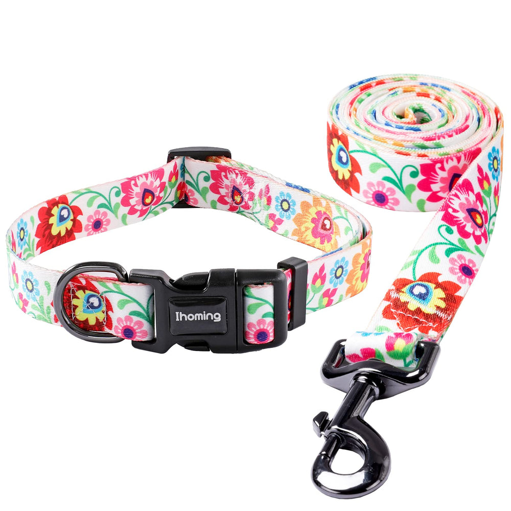 Ihoming collar y correa con diseño floral único para paseos visibles