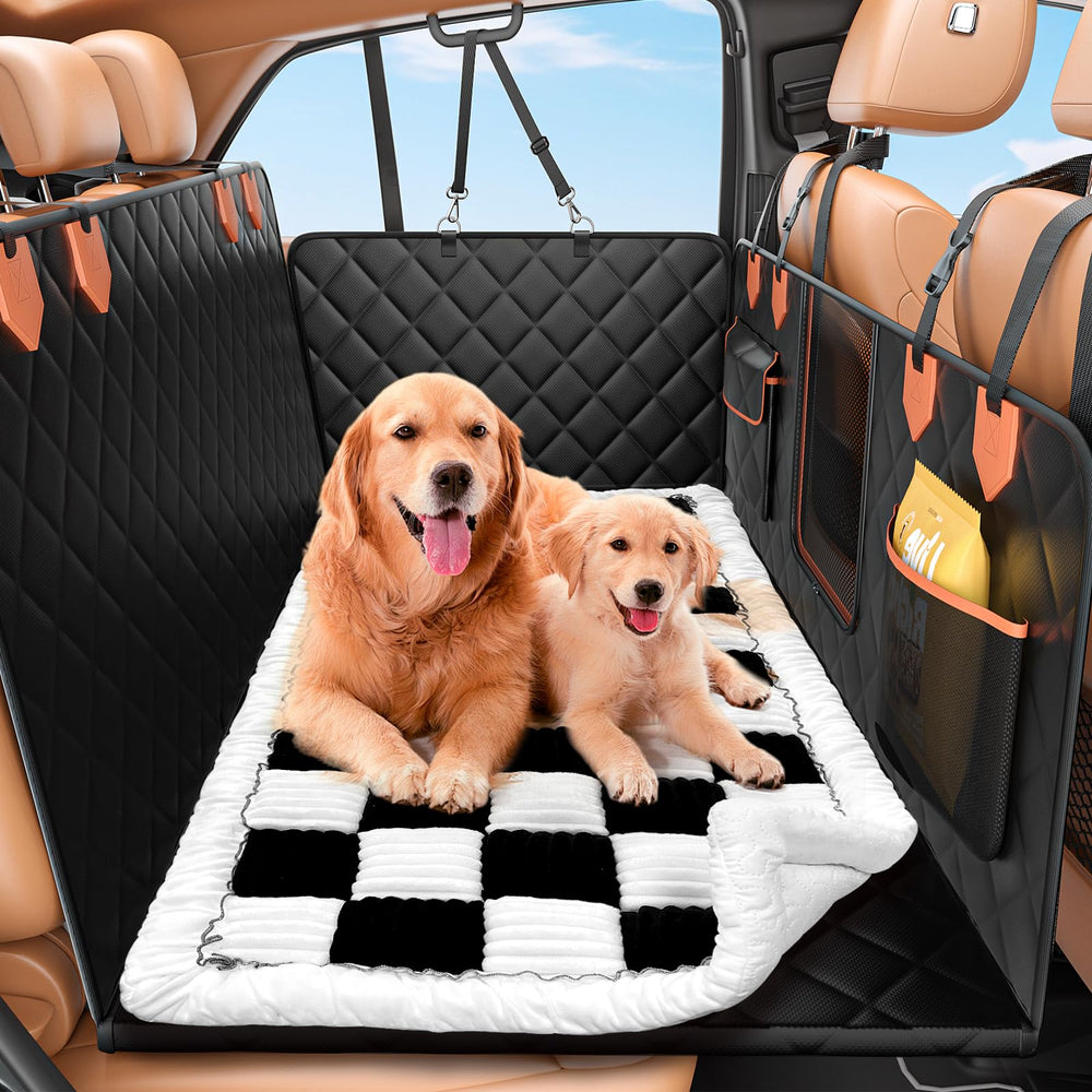 IJVAE extensor de asiento trasero para perros con doble manta y superficie espaciosa.