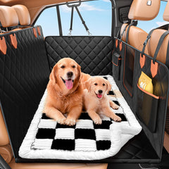 IJVAE extensor de asiento trasero para perros con doble manta y superficie espaciosa.