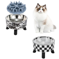 IKiKiCubee platos elevados para gatos, diseño ergonómico para comer cómodamente.