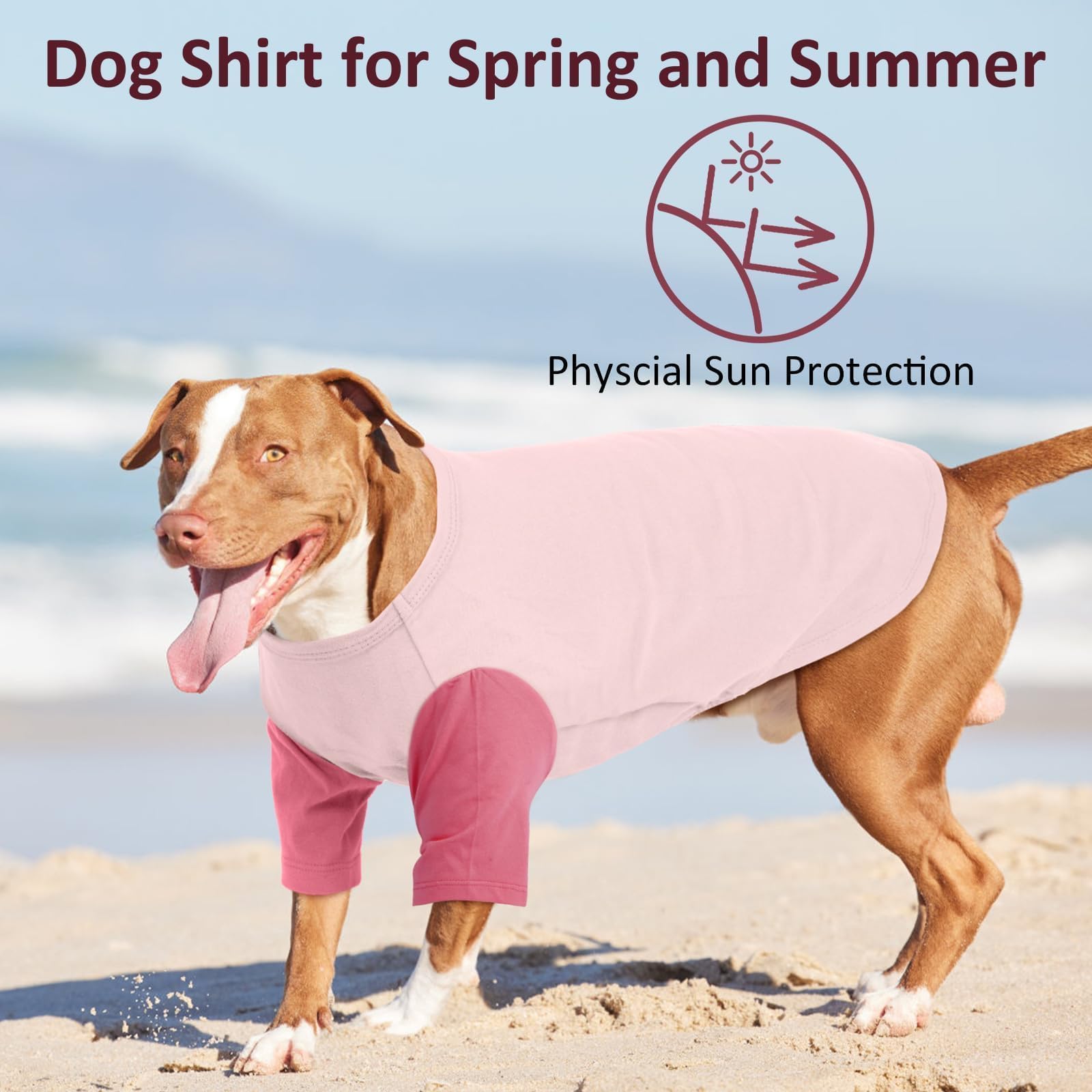 IKIPUKO camiseta para perro grande 4XL rosa, detalle manga; mayor comodidad durante paseos.