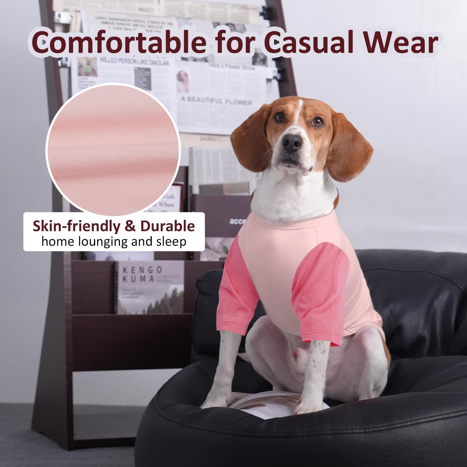 IKIPUKO camiseta para perro grande 4XL rosa, dorso; diseño elástico para movilidad sin esfuerzo.