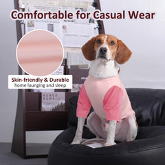 IKIPUKO camiseta para perro grande 4XL rosa, dorso; diseño elástico para movilidad sin esfuerzo.