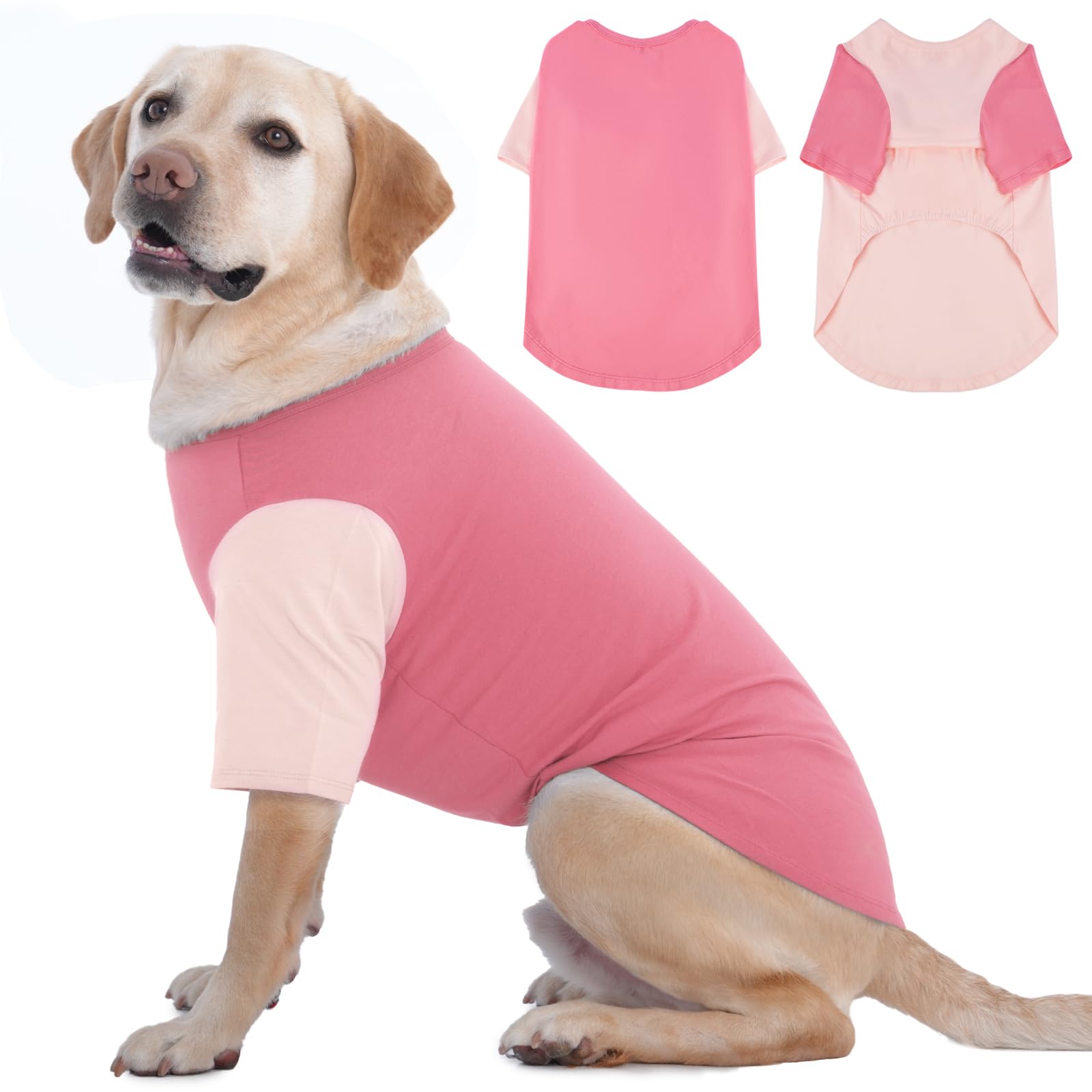 IKIPUKO camiseta para perro grande 4XL rosa, frente; tela transpirable para días calurosos.