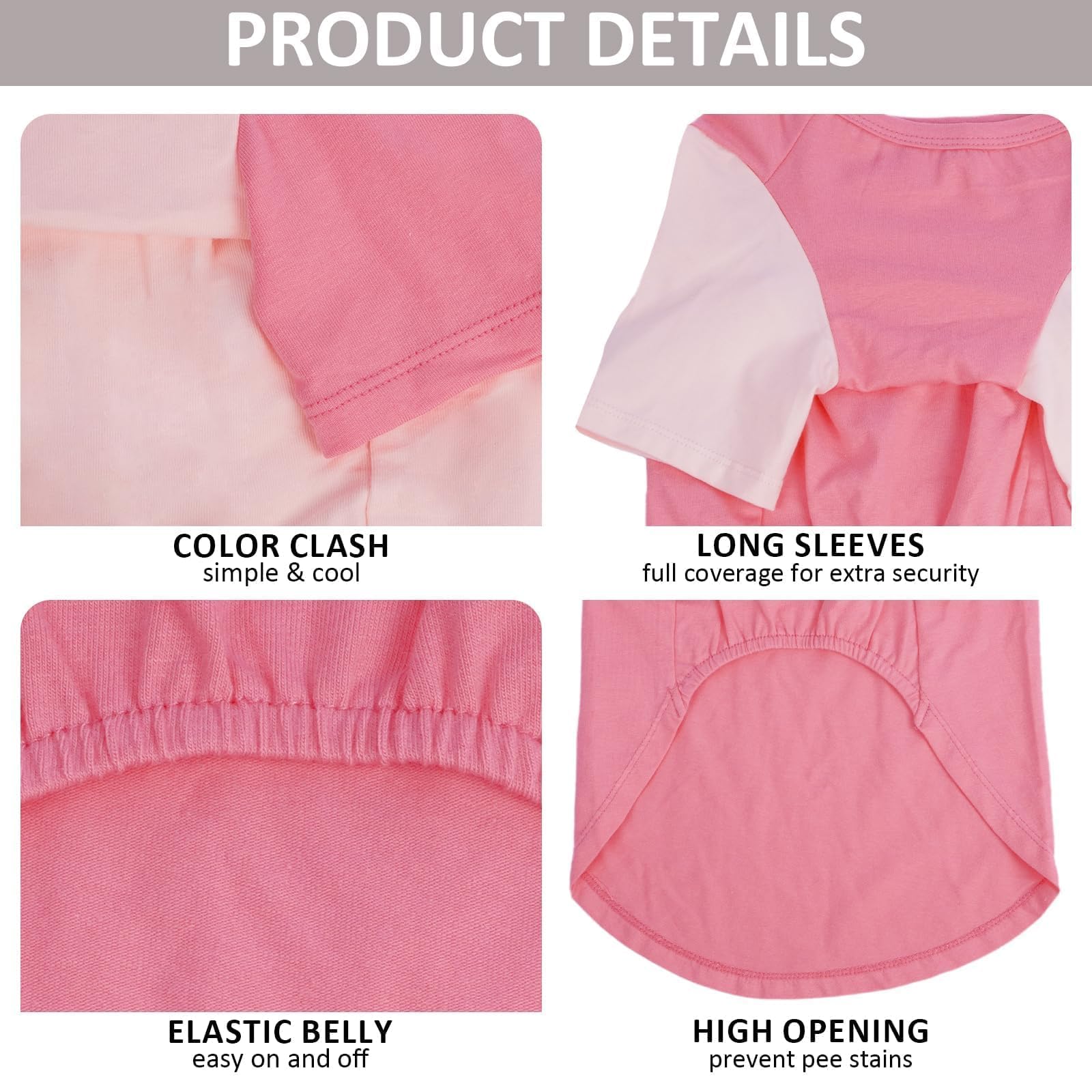 IKIPUKO camiseta para perro grande 4XL rosa; protección ligera para playa y senderismo.