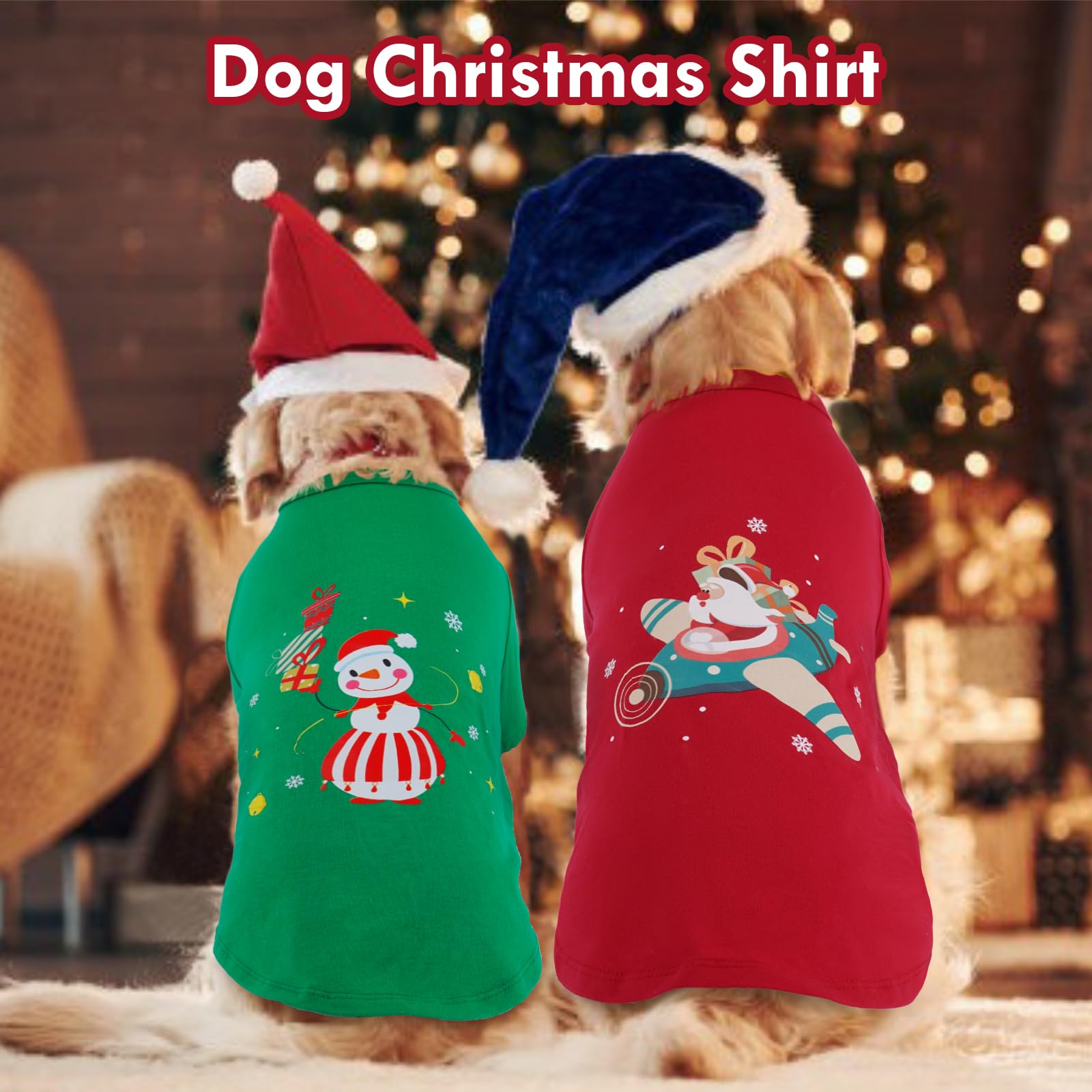 IKIPUKO pack de dos camisetas navidad para perro, confort diario