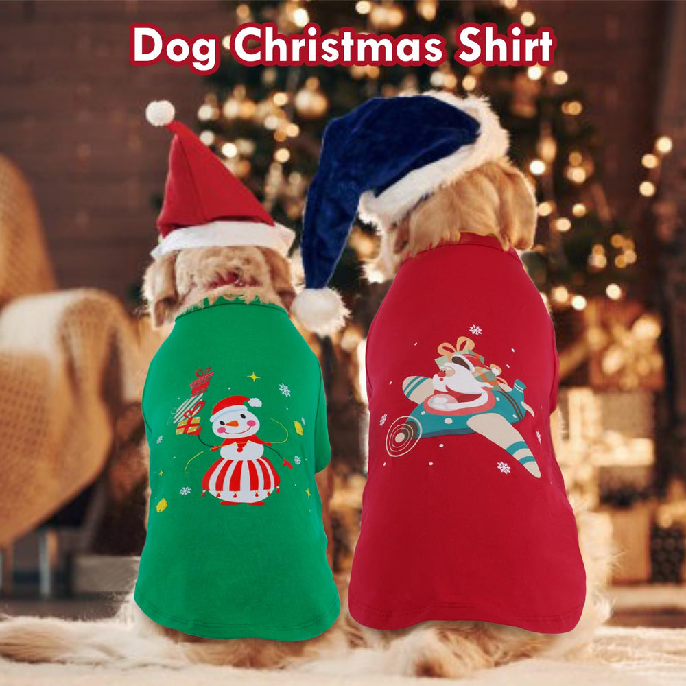 IKIPUKO pack de dos camisetas navidad para perro, confort diario