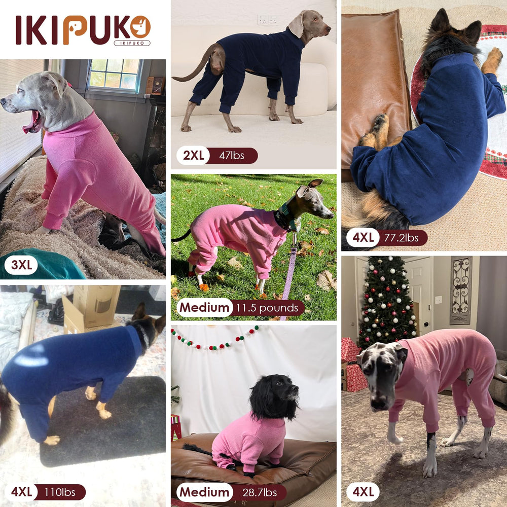 IKIPUKO pijama perro grande color morado: diseño cálido para días fríos.
