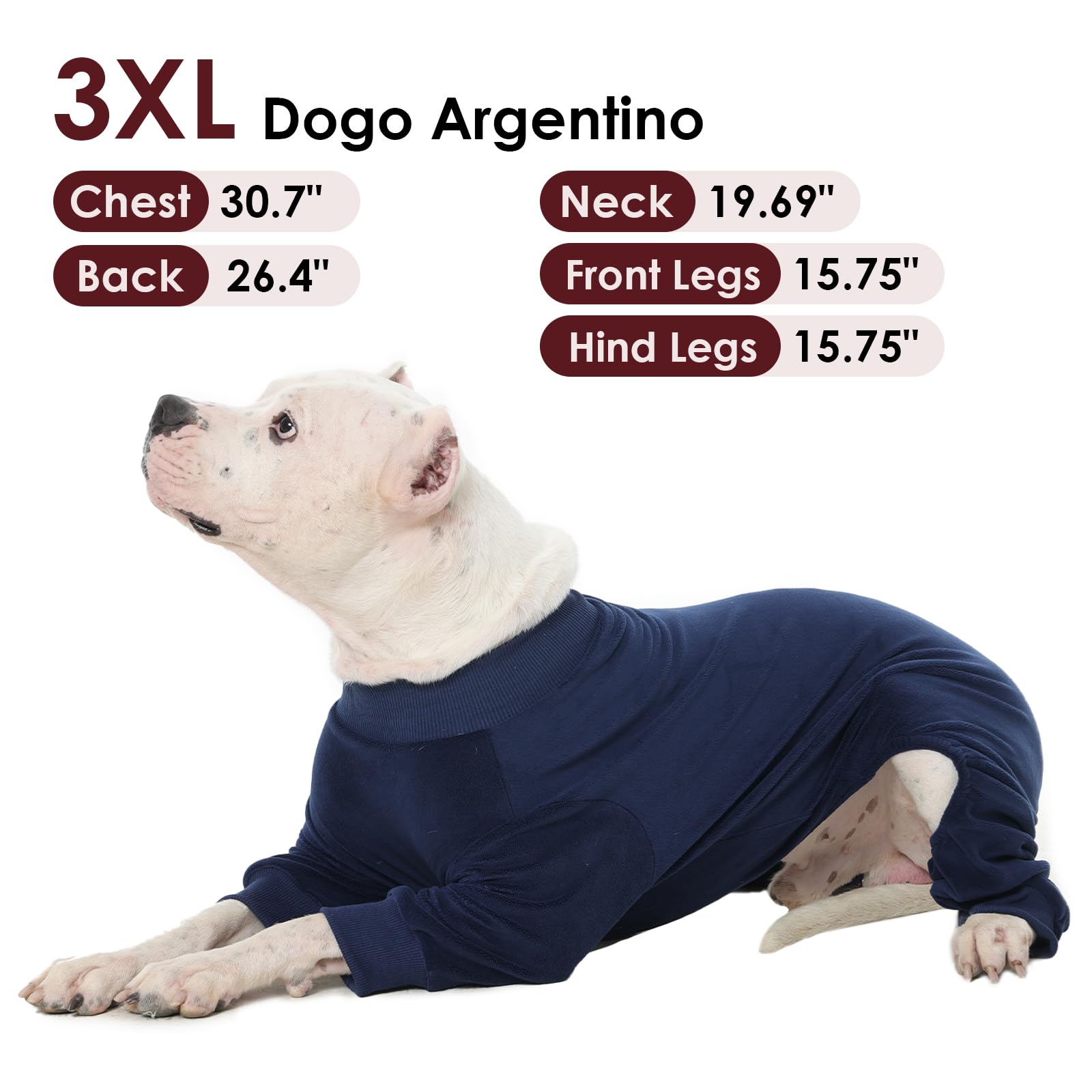 IKIPUKO Pijama para perro grande, mangas largas, protección adicional en frío.