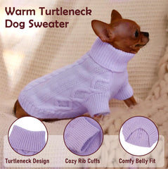 IKIPUKO sudadera para perro pequeño morada, cuello alto y mangas para mayor abrigo