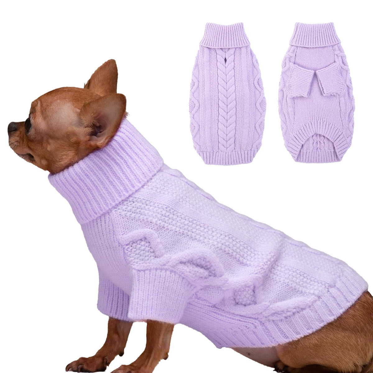 IKIPUKO sudadera para perro pequeño morada, vista general cómoda para el día a día
