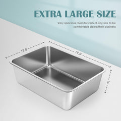 IKITCHEN caja-arena-gatos-acero-inoxidable-gran-tamano ofrece amplio espacio para gatos grandes