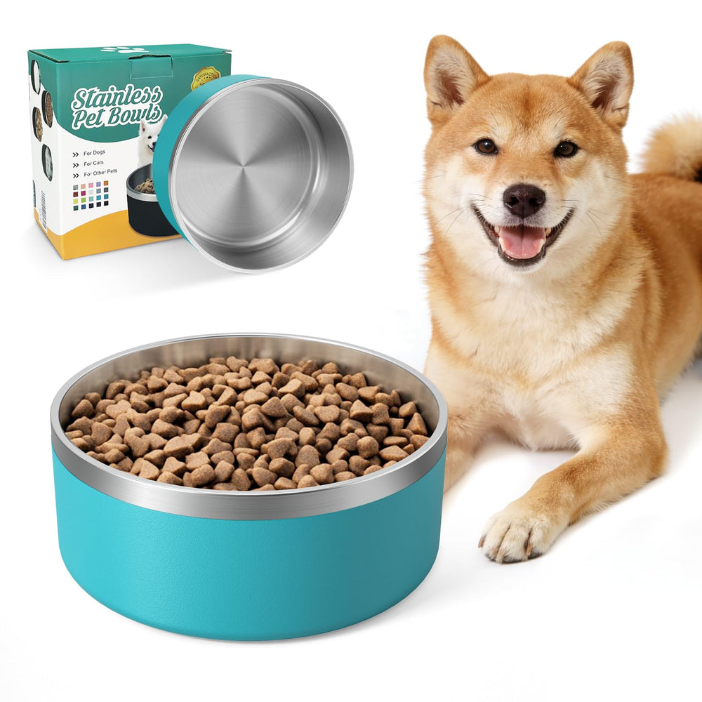 Cuenco ikitchen para perro de acero inoxidable con aislamiento, ideal para comida y agua.
