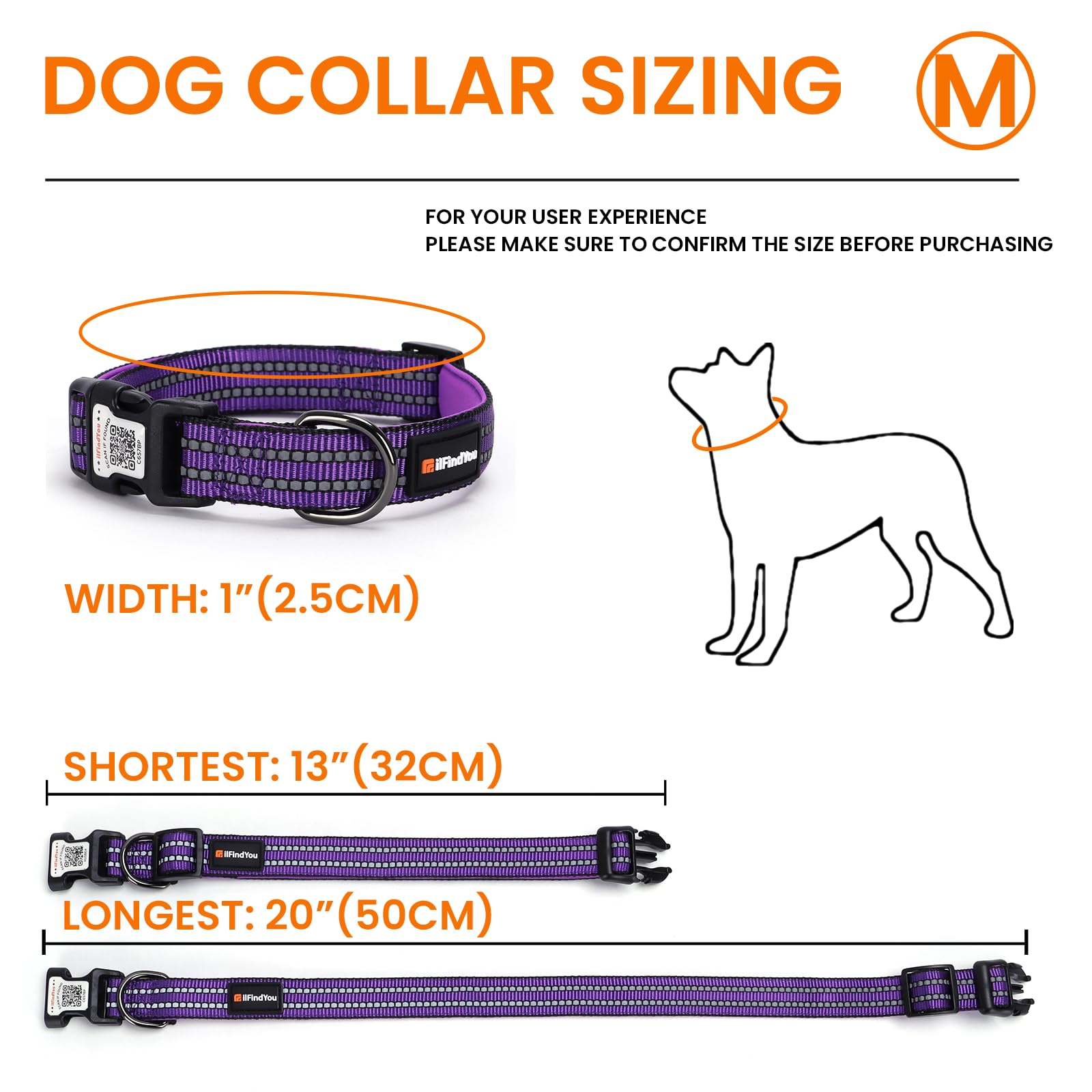 ILFINDYOU collar con banda reflectiva gruesa mejora la visibilidad nocturna.