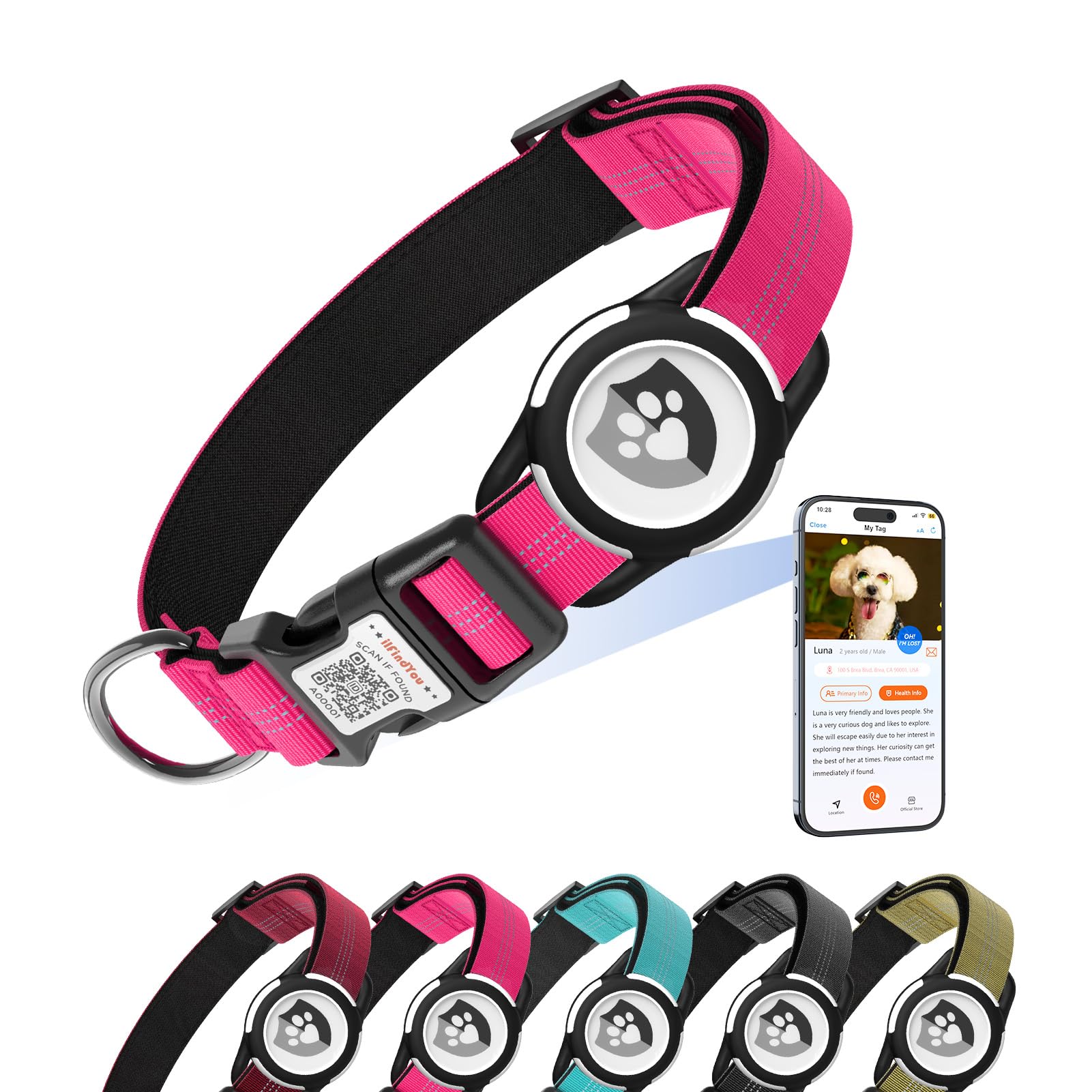 Collar ilFindYou reflejante para perro, visible en la oscuridad, ideal como regalo de lujo.
