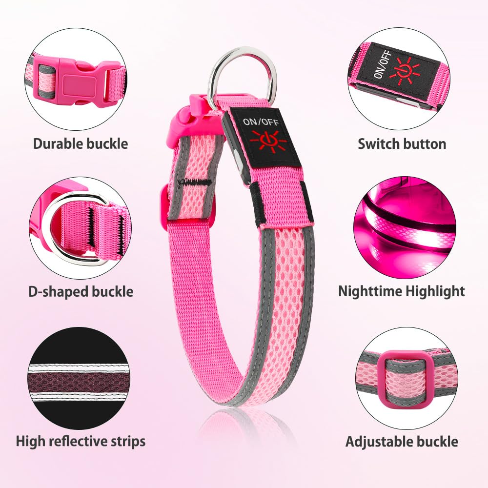 Illumifun collar LED con carga micro-USB, listo para aventuras nocturnas.