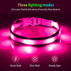 Illumifun collar LED, cierre ajustable para un ajuste cómodo durante caminatas.