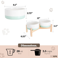 Soporte de madera estable para tazones elevados que evita derrames durante la comida.