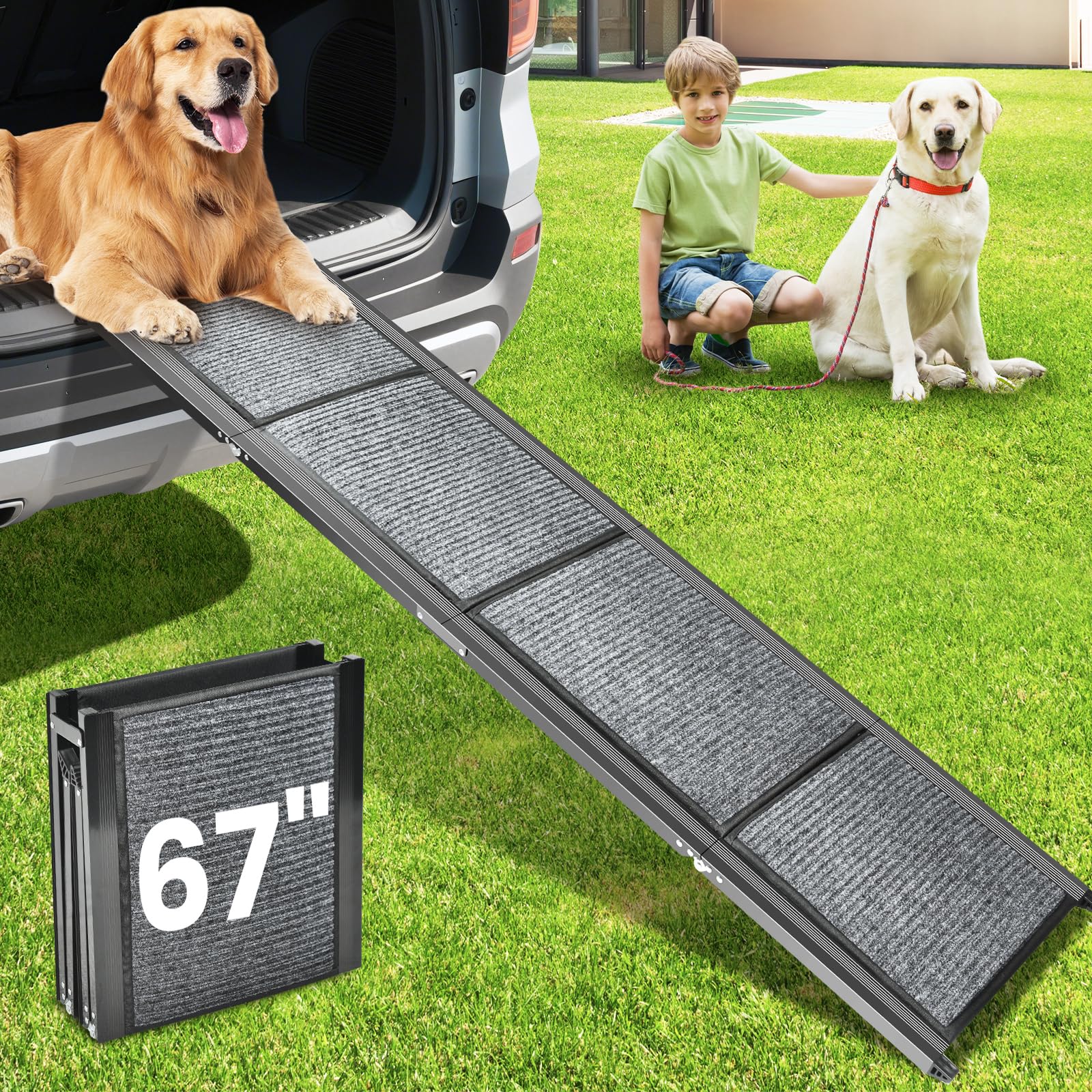 Rampa para Perros para Coche YOOKESEN – 67'' x 17.3'', plegable y antideslizante