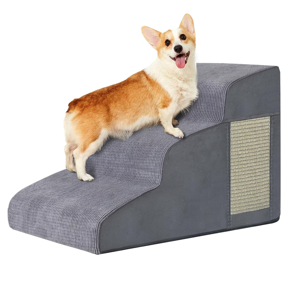 Ahpmeoa escalones curvos de 3 pasos para mascotas; subida suave y estable.