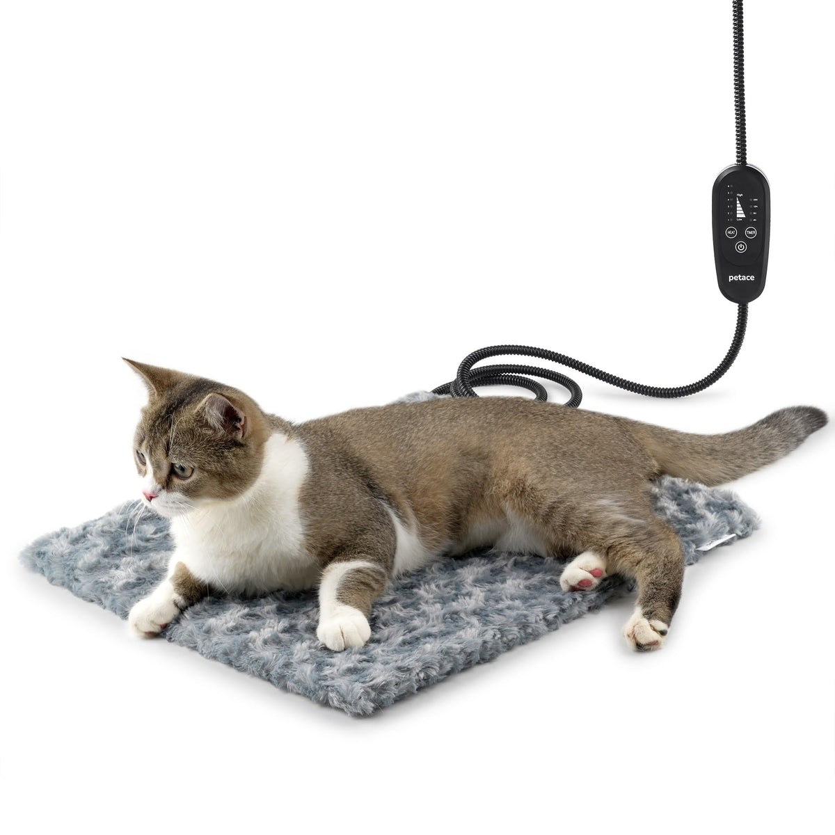 Petace Cama Calefactable para Gatos y Perros – 17.7 x 15.7 pulg, con Temporizador