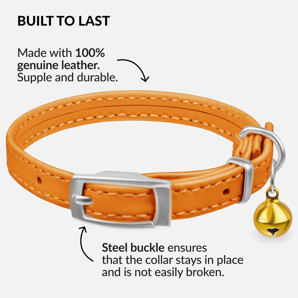 CollarDirect: collar de cuero para gatos, ajuste elástico para liberación rápida