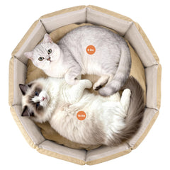 PJYuCien Cama Gato Redonda de 20 Pulgadas – Lavable, Antideslizante y Suave (Khaki)
