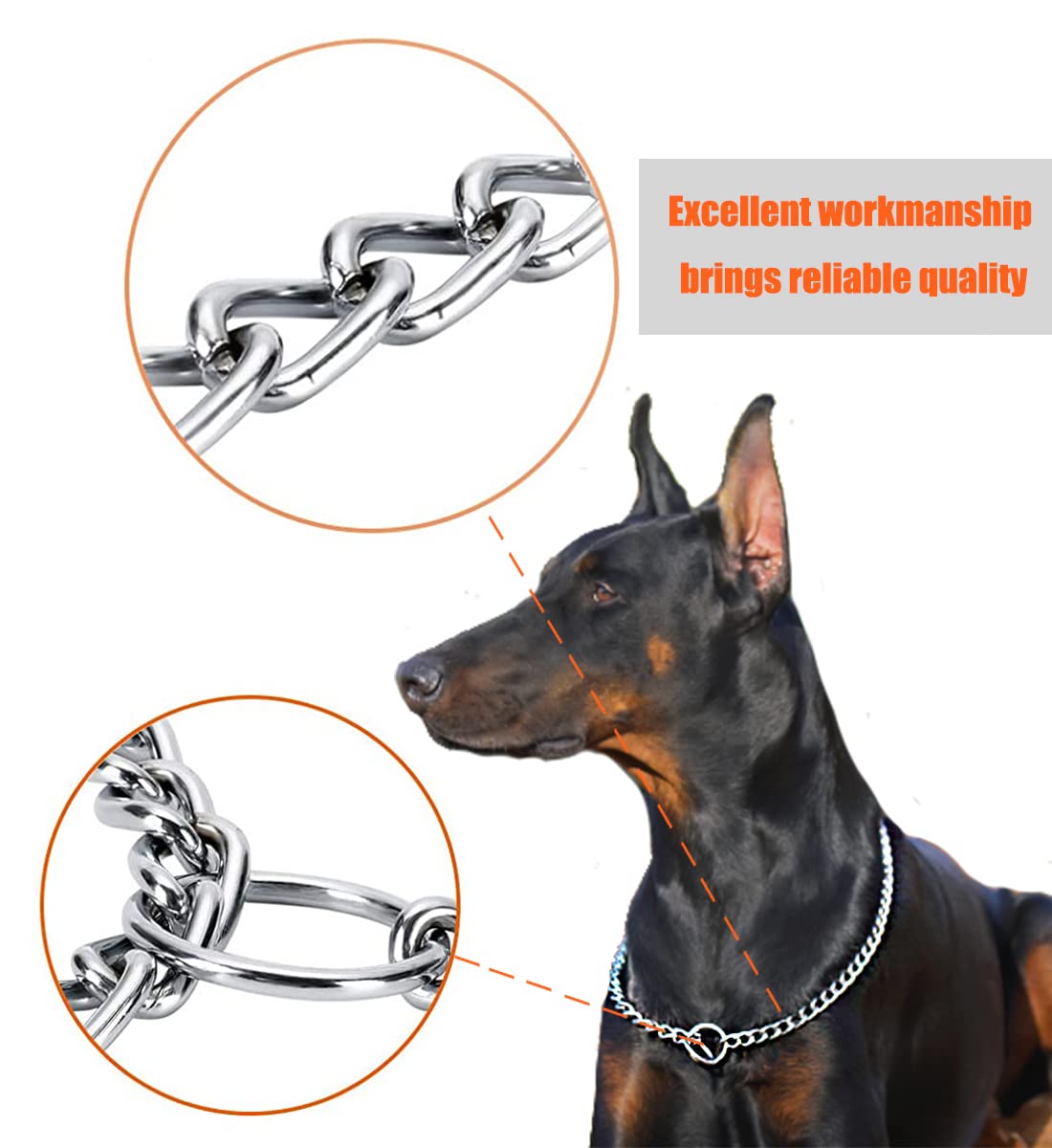 Freezx Dog Choke Collar Slip P Chain,Heavy Duty Metal Training Choke Collars, Adjustable Weather Proof Alloy Steel Chains for Small Medium Large Dogs (XL, Diameter-4mm)